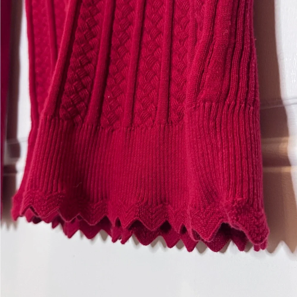 Women's Red Ribbed Sweater - Picture 3 of 5